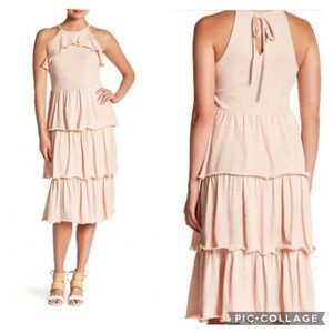 Rachel Rachel Roy February Blush Tiered Textured Midi Dress Size Medium